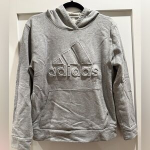 Adidas Heather Gray Embossed Logo Pullover Hoodie Sweatshirt